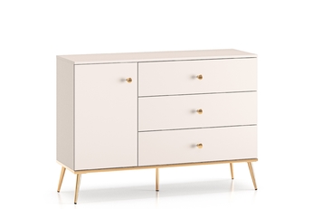 Komoda jednodverová Narelli 120 cm so zásuvkami - kašmír / zlote nožičky