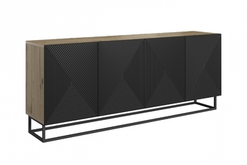 Komoda Asha 200 cm - artisan / Čierny mat