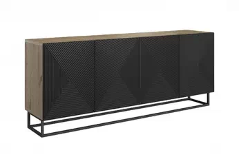 Komoda Asha 200 cm - artisan / Čierny mat