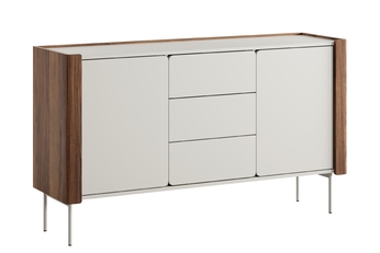 Komoda dvoudveřová Pelavo 142 cm se zásuvkami - kašmír / ořech warmia