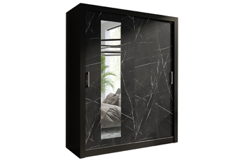 Skriňa s posuvnými dverami dvojdverová z zrkadlom In Box 180 - Čierny / royal black