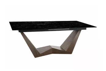 Stôl prostokatny Naxira 200-250x98 cm rozkladany - Čierny mramor / Orech 