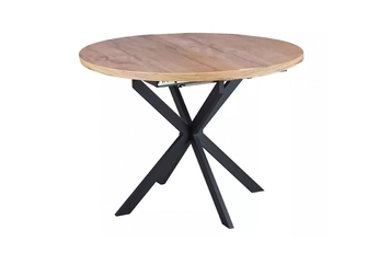 Stôl okragly Zinvero 100-135x100 cm rozkladany - Dub artisan / Čierny