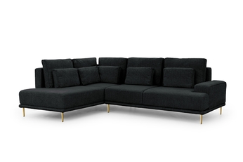 Rohová sedacia súprava do obývacej izby Nicole L Ľavý - Čierny Vogue 18/nozki zlaté