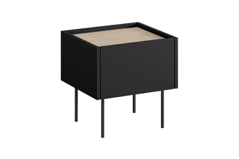 Nočný Stolík Desin z szuflada  45 cm - Čierny mat / Dub nagano