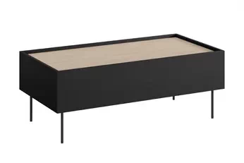 Konferenčný stolík Desin 120 cm so zásuvkami i metalowymi nogami - Čierny mat / Dub nagano