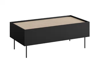 Stolík kawowy Desin 120 cm so zásuvkami i metalowymi nogami - Čierny mat / Dub nagano