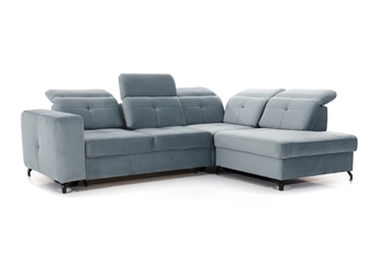 Set canapea de colț cu funcție de dormit Belavio L Dreapta - Albastru țesătură de acoperire Evita 09