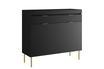 Komoda dvojdverová Sentia 105 cm s dvoma zásuvkami - Čierny / zlaté