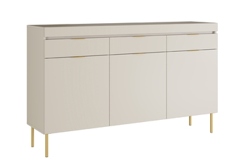 Komoda trojdverová Sentia 157 cm s tromi zásuvkami - kašmír / zlaté