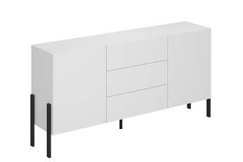 Komoda dvojdverová Jukon 184 cm so zásuvkami - Biely supermat / čierny nožičky