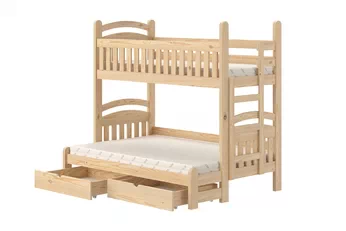Poschodová posteľ Amely Maxi 80x200/140x200 zo sosny s dvoma zásuvkami a pravým rebríkom