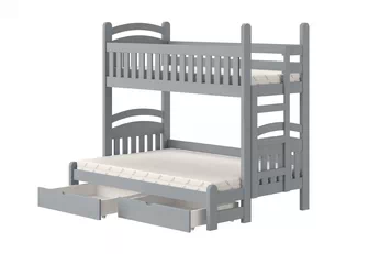 Poschodová posteľ Amely Maxi pravá sivá s dvomi zásuvkami pod posteľou