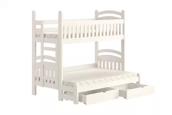 Poschodová posteľ Amely Maxi 80x200/140x200 ľavá biela s dvoma zásuvkami