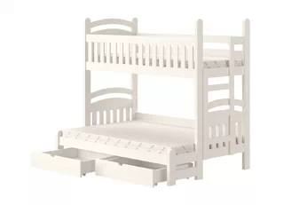 Patrová postel Amely Maxi 90x200/140x200 pravá varianta v bílé barvě se dvěma zásuvkami