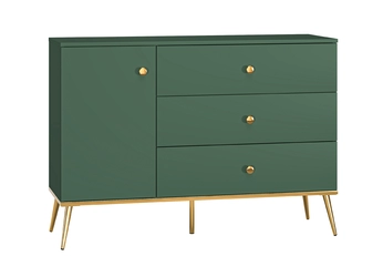 Komoda jednodverová Euras 120 cm so zásuvkami - labrador / zlaté