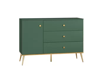 Komoda jednodveřová Euras 120 cm se zásuvkami - labrador / zlatá