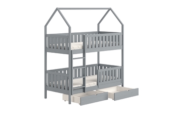 Detská posteľ domček poschodová Nemos - šedý, 90x190