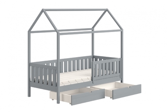 Detská posteľ domček prízemná so zásuvkami Nemos II - šedý, 80x160