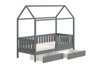 Detská posteľ domček prízemná so zásuvkami Nemos II - grafit, 80x190