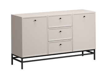 Komoda Lorini 150 cm so zásuvkami - kašmír / čierny úchyty / Rošt