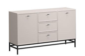 Komoda Lorini 150 cm so zásuvkami - kašmír / čierny úchyty T-bar / Rošt