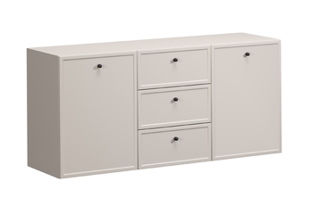 Komoda závesná Lorini 150 cm so zásuvkami - kašmír / čierny úchyty