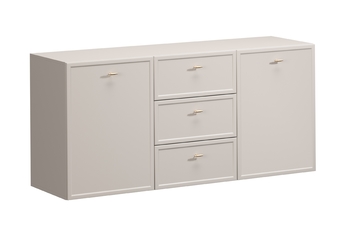 Komoda závesná Lorini 150 cm so zásuvkami - kašmír / zlote úchyty T-bar