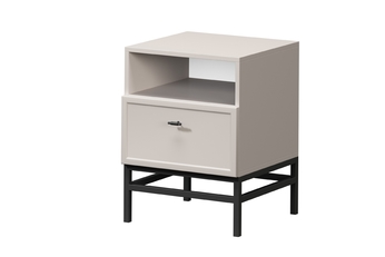 Nočný Stolík Lorini z szuflada 45 cm - kašmír / Čierny Úchytka T-bar / Rošt