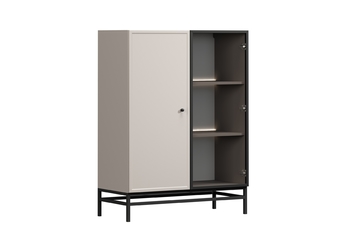 Vitrína Lorini do obývacej izby 100 cm - kašmír / Čierny Úchytka / Rošt