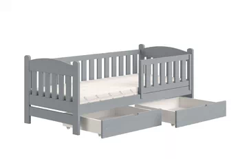 Posteľ dzieciece Alvins 90x200 drevená so zásuvkami - šedý