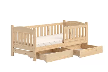 Posteľ dzieciece Alvins 70x140 drevená so zásuvkami - Borovica 