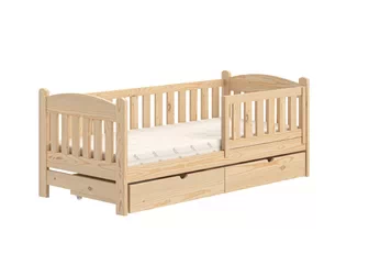 Posteľ dzieciece Alvins 70x140 drevená so zásuvkami - Borovica 