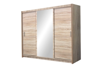 Skriňa s posuvnými dverami Monako 250 cm - Dub sonoma / Zrkadlo