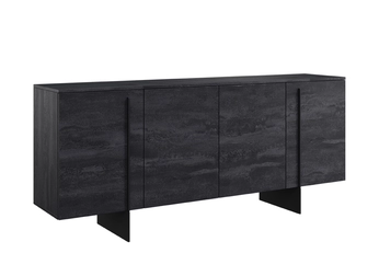 Komoda Larena 200 cm štvordverová - Čierny beton / čierny nozki - Limitowana ponuka