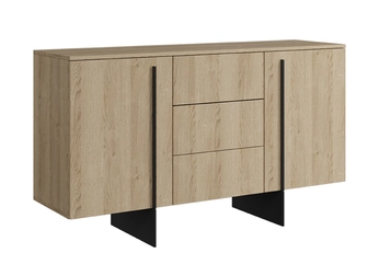 Komoda Larena 150 cm so zásuvkami - Dub biszkoptowy / čierny nozki - Limitowana ponuka