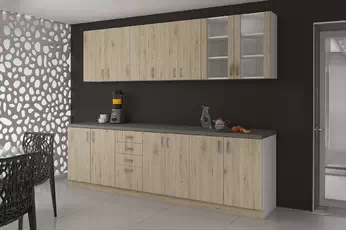 Készlet bútorok kuchennych Natil 240 cm - tölgyfa sonoma / bialy