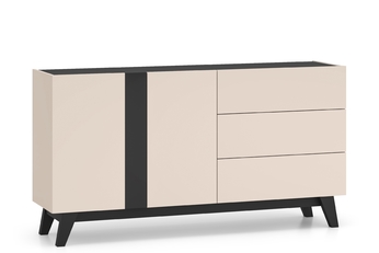 Komoda Salio 160 cm dvoudveřová se zásuvkami - kašmír / černá