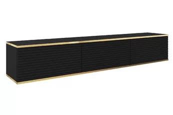 závěsná Skříňka RTV Lurona 175 cm s frézovanými frontem MDF - Černý