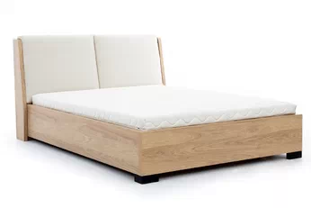Posteľ do spálne 160x200 Modello s úložným priestorom na posciel - Dub hikora / Béžová