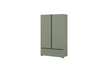 Komoda Cross 89 cm z szuflada - zgaszona zelená / zgaszona zelená - černá