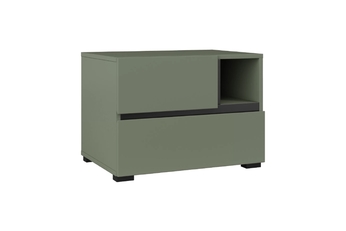 Nočný Stolík Cross 55 cm so zásuvkami - zgaszona zelená / zgaszona zelená - Čierny