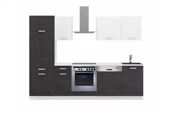 Komplet kuchyňského nábytku Otin 2,7 m - šedý matera/Biely