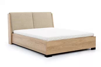 Posteľ do spálne 160x200 Modello - Dub hikora / tmavobéžová 