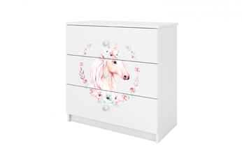 Comoda dziecieca Bonzo 80 cm cu sertare - bialy / konik