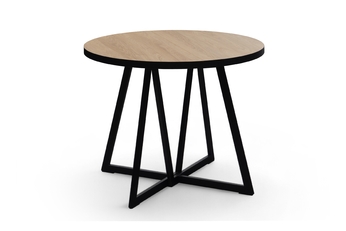 Stôl okragly Cedrus Linear 105/160 cm loftowy rozkladany - Dub hikora / Čierny