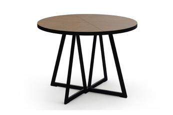 Stôl okragly Cedrus Rozeta 95/150 cm loftowy rozkladany - Dub belmont / Čierny