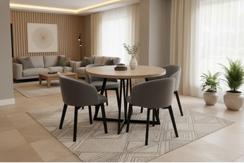 Komplet Stůl rozkladany Cedrus 105/160 cm + 4 Židle Nerevio - dub vinceza / šedá