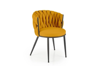 Stolička čalúnená Verosa - horčicová plecionka Nea 66 / nožičky čierny