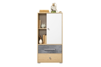 Regál Studentský Step ST5 60 cm se zásuvkami dub biszkoptowy / bílá lux / beton